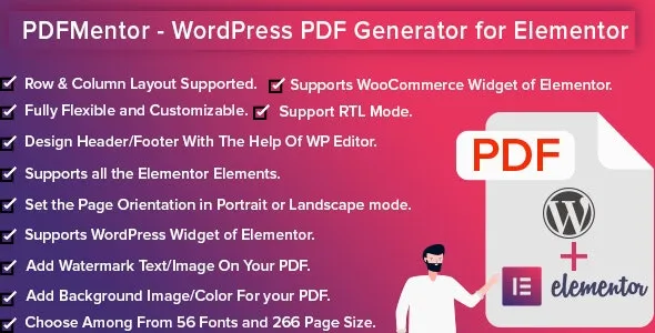 PDFMentor Pro - WordPress PDF Generator for Elementor