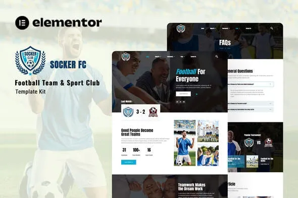 Socker - Football Team & Sports Club Elementor Template Kit