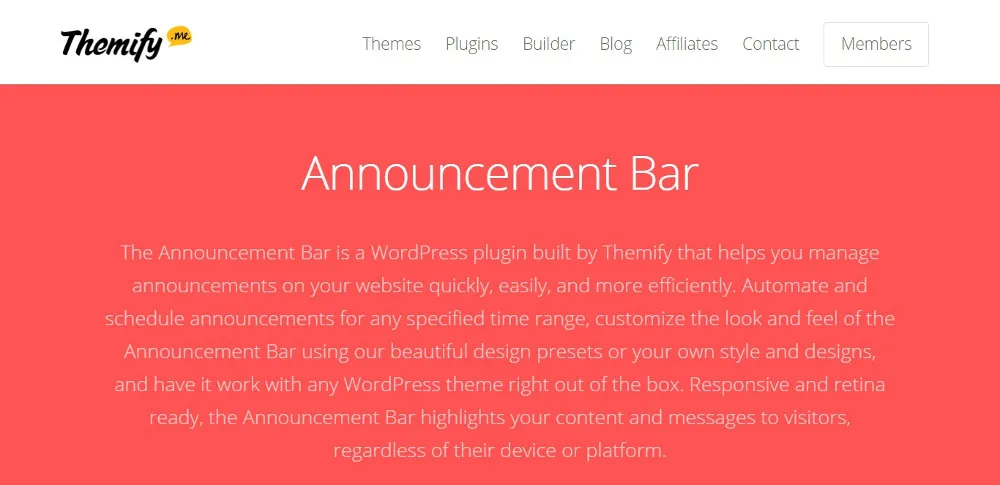 Announcement Bar WordPress Plugin - Themify