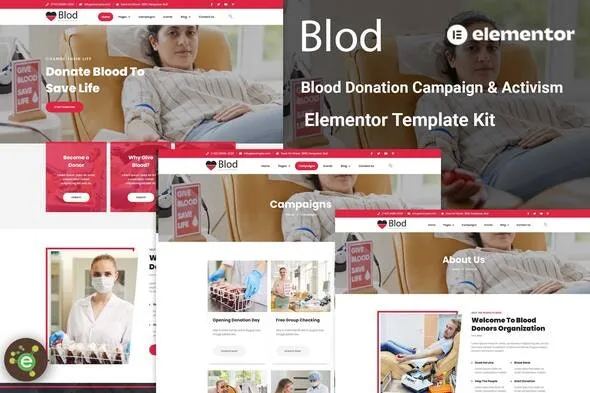 Blod – Blood Drive & Donation Campaigns Elementor Template Kit