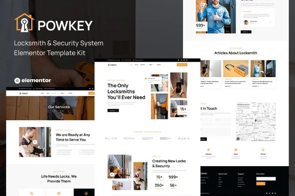 Powkey - Locksmith & Security System Elementor Template Kit