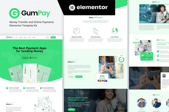 GumPay - Money Transfer & Online Payments Elementor Template Kit