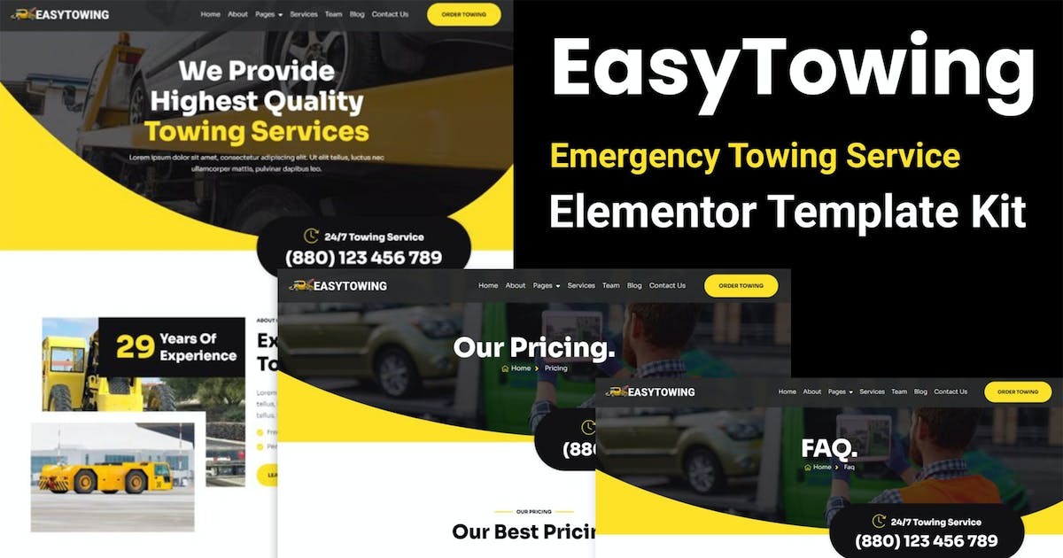 EasyTowing - Emergency Towing Service Elementor Template Kit