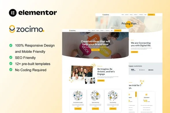 Zocimo - Social Media Marketing Agency Elementor Template Kit