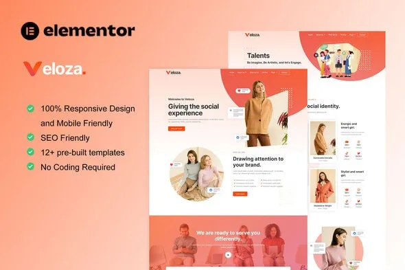 Veloza - Influencer & Talent Agency Elementor Template Kit