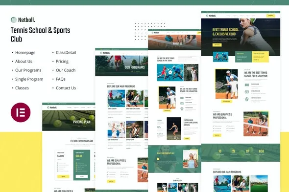 Netball Tennis School & Sports Club Elementor Template Kit
