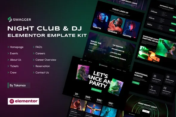 Swagger Night Club & DJ Elementor Template Kit