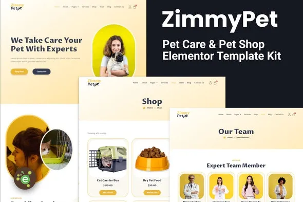 ZimmyPet - Pet Care & Store Elementor Template Kit