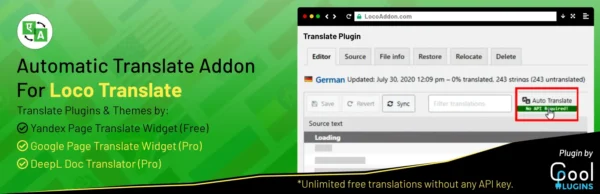 Automatic Translate Addon For Loco Translate Pro