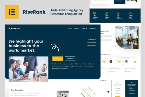 Riserank - Digital Marketing Agency Elementor Template Kit