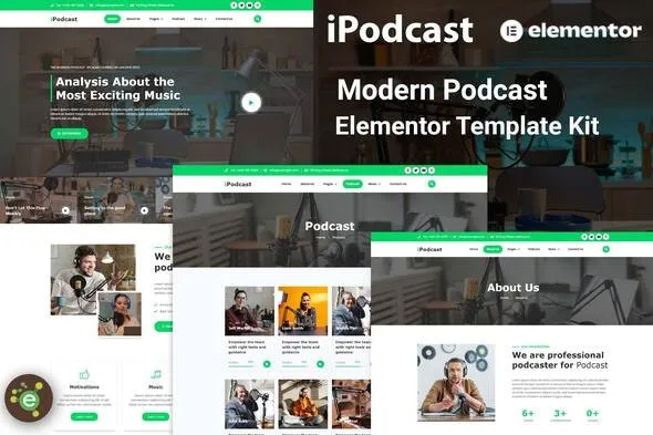 iPodcast - Modern Podcast Elementor Template Kit