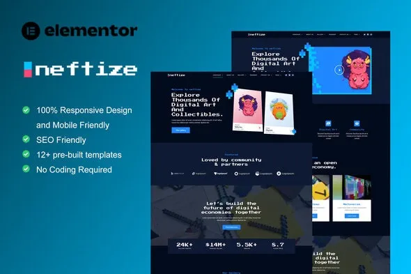 Neftize - NFT Portfolio & Digital Items Elementor Template Kit