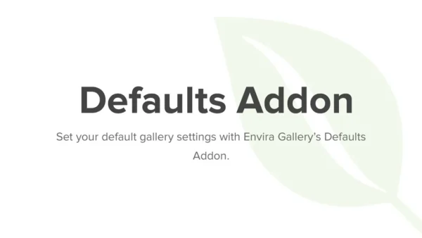Defaults Addon - Envira Gallery