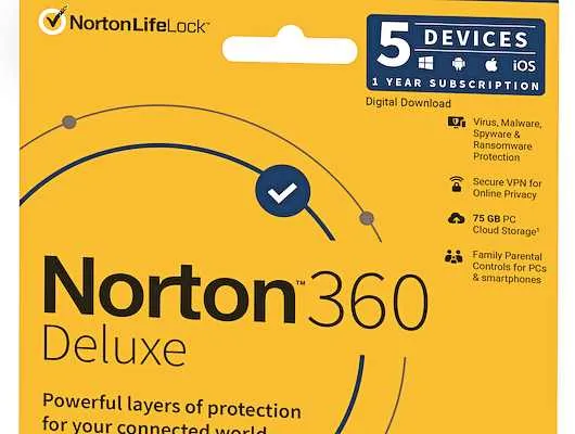 Norton 360 Deluxe | Multiple layers of protection for your devices 5 Devices | 1 Year Susbscription