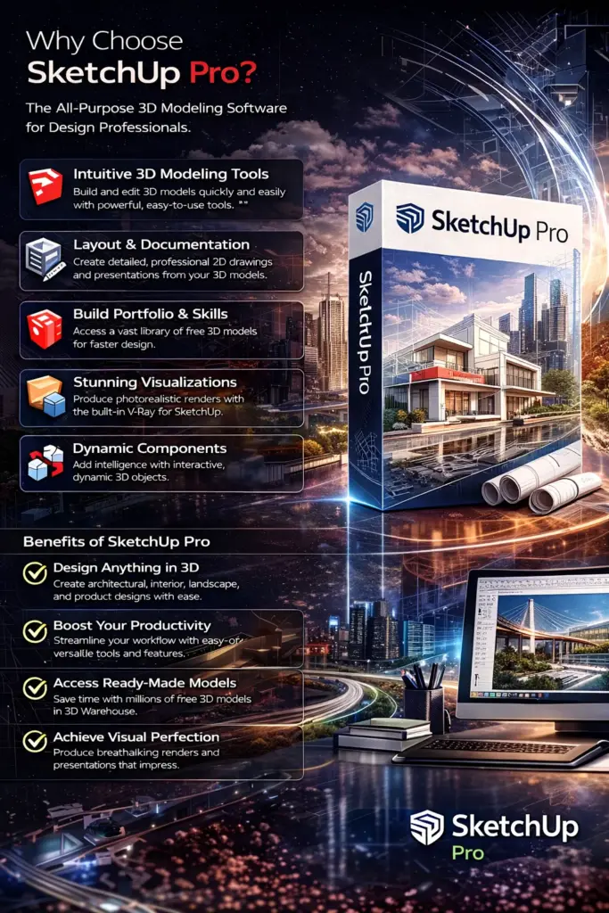 SketchUp Pro 1 Year Subscription 2024/2025 Mac/PC | Genuine Original License 1 SketchUp Pro