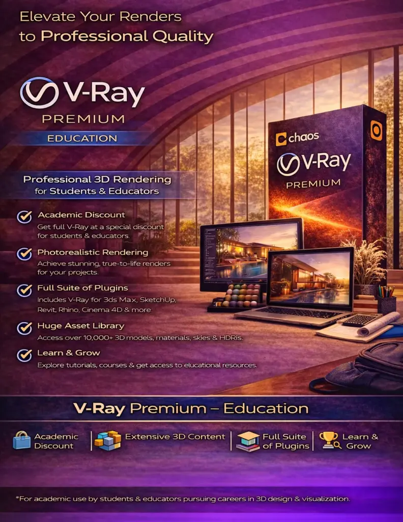 V-Ray Premium (Education) 1 Year Subscription for PC/Mac Renderer Genuine