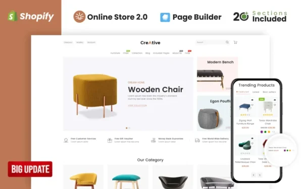 Creative Wood And Furniture Store Shopify Theme