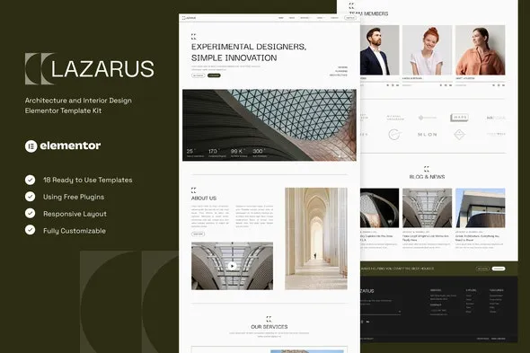 Lazarus – Architecture & Interior Design Elementor Template Kit
