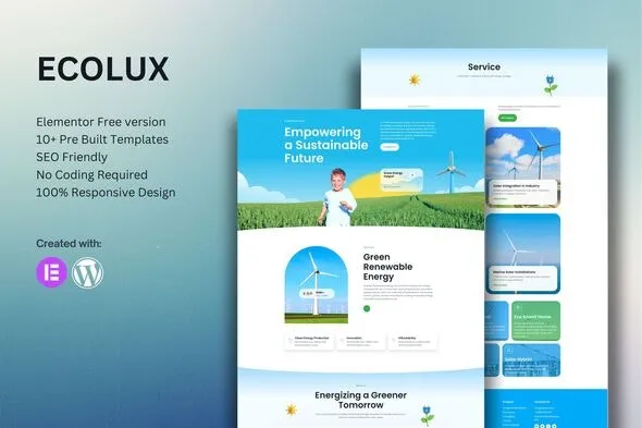 Ecolux – Green Renewable Energy Elementor Template Kit