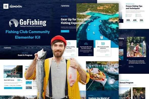 Go Fishing – Fishing Club Community Elementor Template Kit