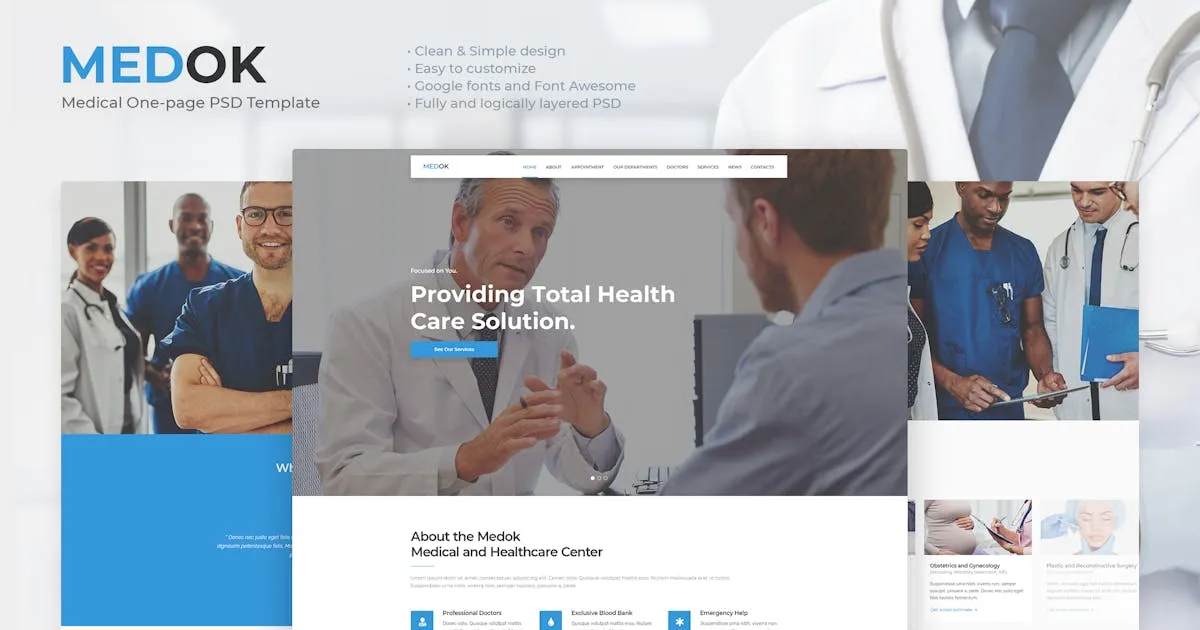 Medok – Medical One Page PSD Template