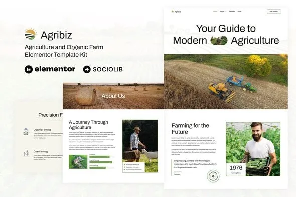 Agribiz - Agriculture & Organic Farm Elementor Template Kit