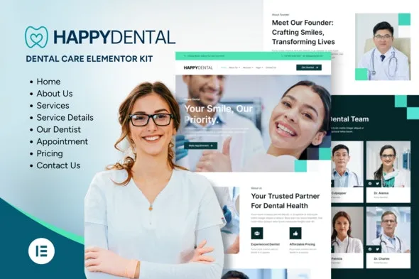 Happy Dental – Dental Care Service Elementor Kit