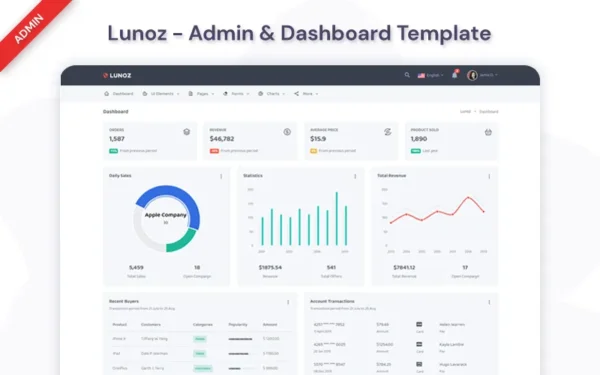 Lunoz – Dashboard Admin Template