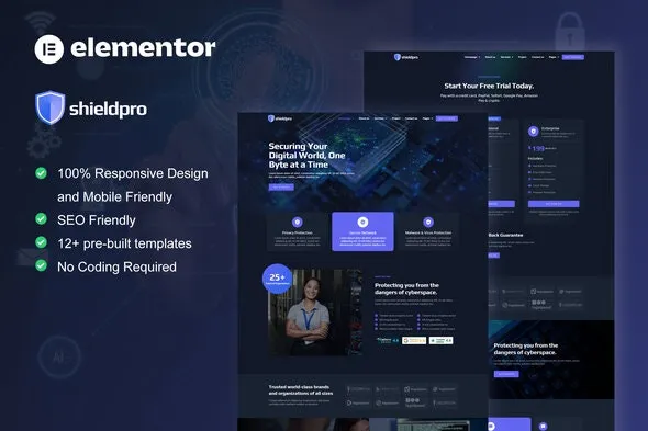 Shieldpro - Cyber Security Services Elementor Pro Template Kit