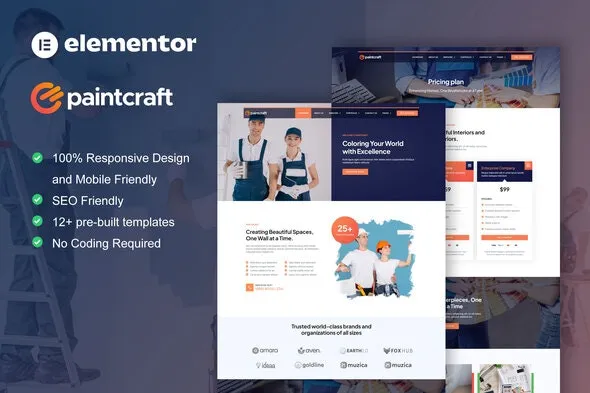PaintCraft – Painting & Wallpapering Service Elementor Template Kit