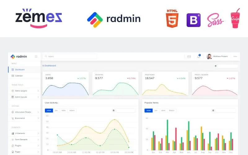 Radmin - Multifunctional Clean Dashboard Admin Template