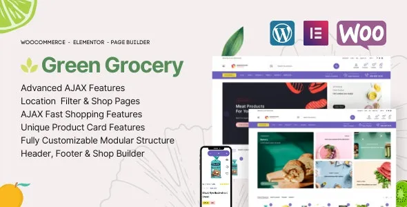 Green Grocery - Organic Food Store WooCommerce Elementor Theme