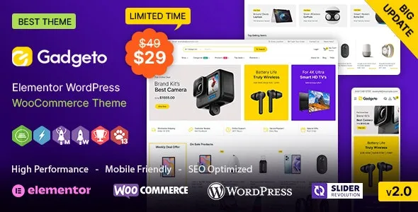 Gadgeto WP - Electronics Store Elementor WooCommerce Theme