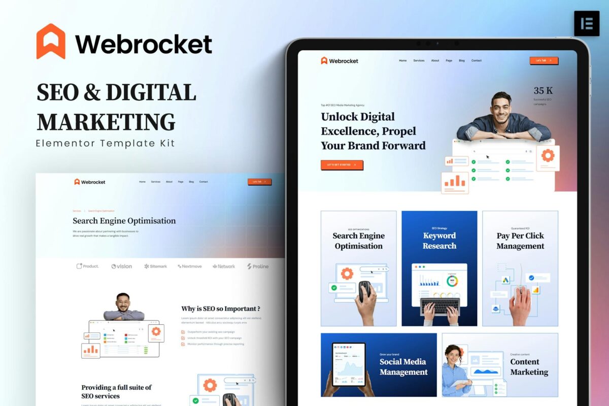 Webrocket – SEO & Digital Marketing Agency Elementor Template Kit