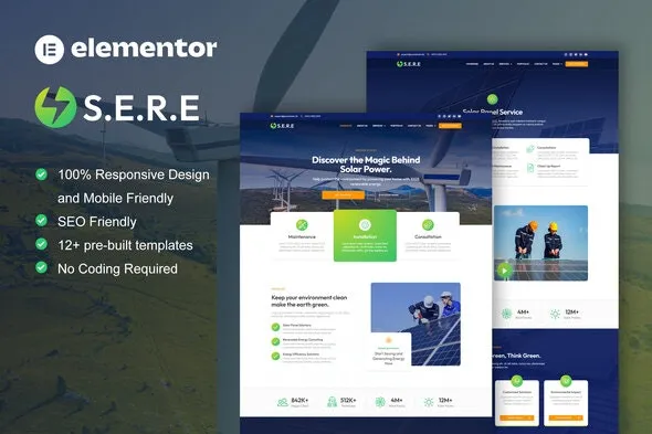 Sere – Solar & Renewable Energy Elementor Pro Template Kit