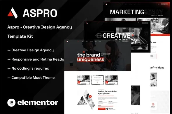 Aspro – Creative Design Agency Elementor Template Kit