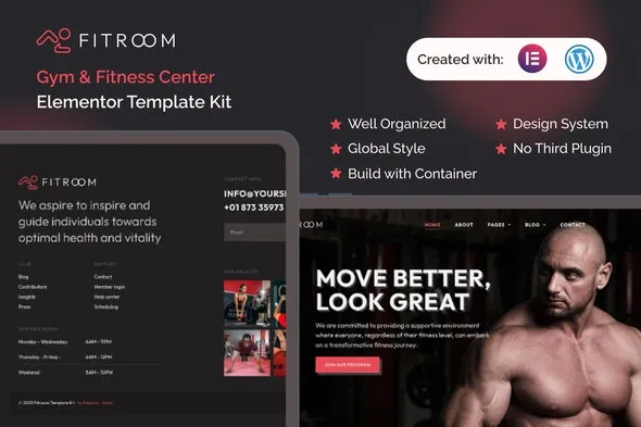 Fitroom – Gym & Fitness Center Elementor Template Kit