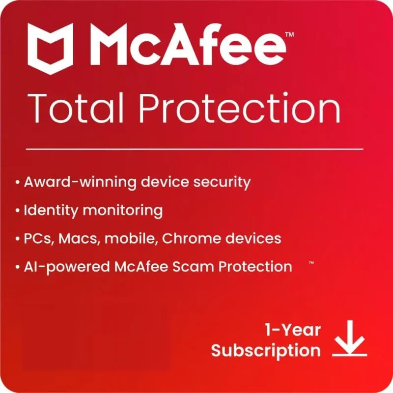 McAfee Total Protection Bind License Unlimited/10 Devices 1 Year Panel