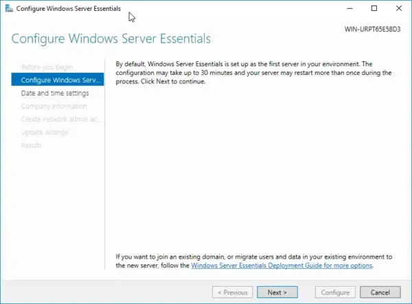 Windows Server 2019 Essentials