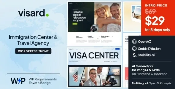 Visard - Immigration Visa Center & Travel Agency WordPress Theme