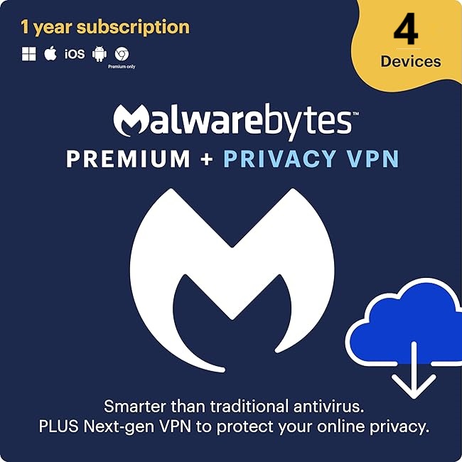 Malwarebytes Plus Premium Security + Privacy VPN + Browser Guard - 4 Device | 1 Year