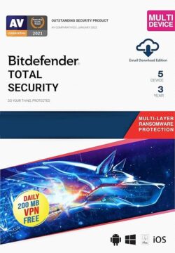 Bitdefender Total Security 5 Device - 3 Year (Windows / Mac / Android / iOS)