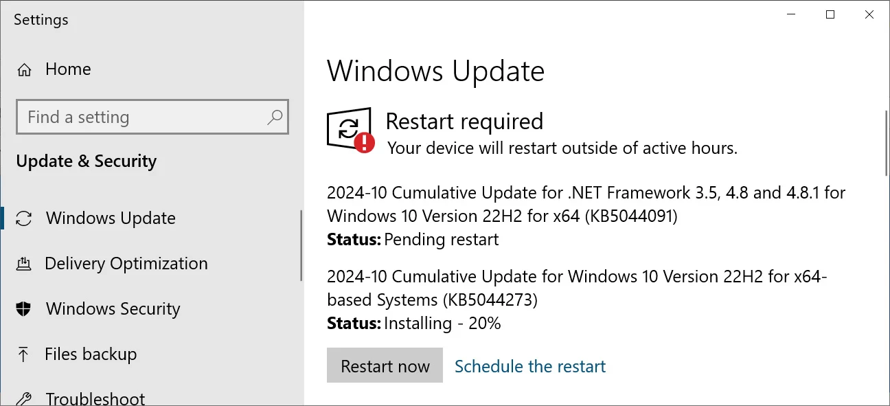 Windows 10 KB5044273 cumulative update preview