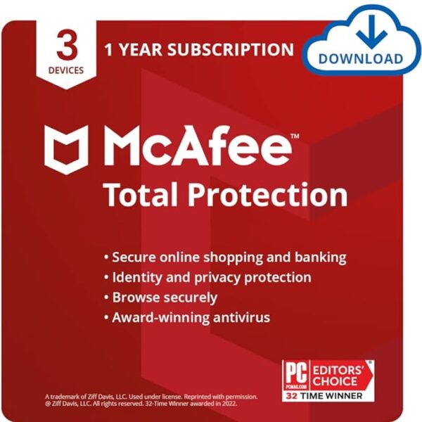 McAfee Total Protection 2024 3 Device 1 Year (PC/Mac/Android/iOS)