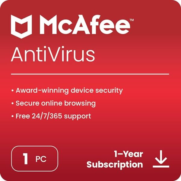 McAfee Antivirus 2024 | 1 Device, 1 Year | Antivirus Internet Security Software