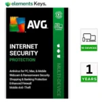 AVG Internet Security | 10 Devices 1 Year | Windows PC, Mac, Android & iOS