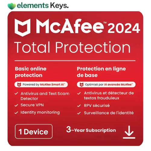 McAfee Total Protection 2024 1 Device 3 Year (PC/Mac/Android/iOS)