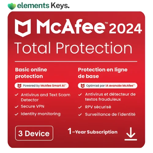 McAfee Total Protection 2024 3 Device 1 Year (PC/Mac/Android/iOS)