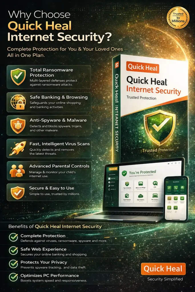 Quick Heal Internet Security Latest Version - 1 PC, 1 Year