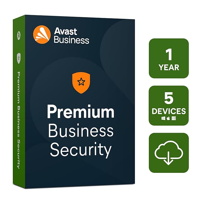 Avast Premium Business Security | 5 Devices, 1 Year | Endpoint Protection, VPN, Ransomware & Phishing Defense | Online Management Platform | Windows, MacOS & Server